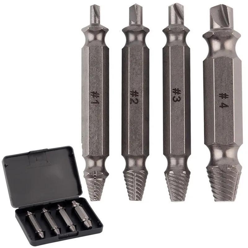 

4pcs/set Damaged Screw HSS Drill Bits Guide Set Broken Speed Out Bolt Stud Stripped Screw Remover Tools