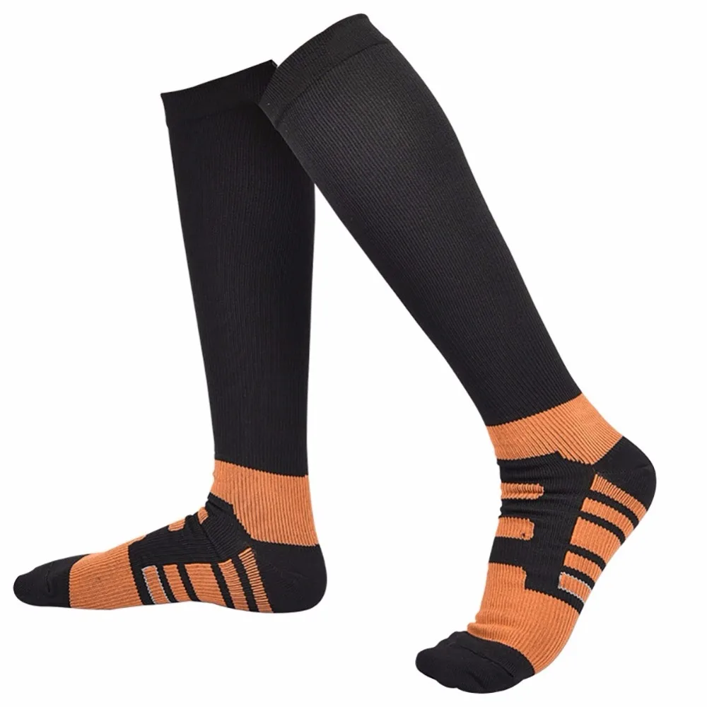 Быстросохнущие Компрессионные носки Повседневный стиль до колена/длинные впитывающие пот Чулочные изделия марафон бег Футбол кроссовки носки