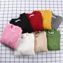 2018 New Baby Children Clothing Boys Girls Candy Color Knitted Sweater Kids Spring Autumn Cotton Outer Wear Girl Pullover 1-6Y