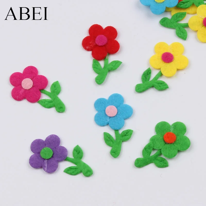 50pcs Mini Flower Felt Pads Non woven Tree Patch DIY Crafts Handmade Scrapbook Cards Making Christmas Gift Decoration Handmade