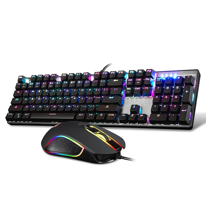 Motospeed CK888 Механическая игровая клавиатура RGB подсветка геймерская клавиатура мышь набор с кабелем 1,8 м для компьютера Pro Gamer