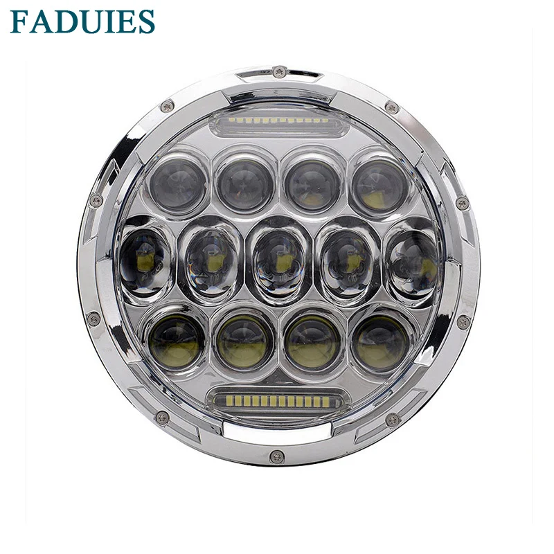 Black 7 Inch 75W Round Daymaker LED Projector Headlight Waterproof Bulb for Harley Davidson Motorcycle & Jeep Wrangler LED Headlamp  (1)1