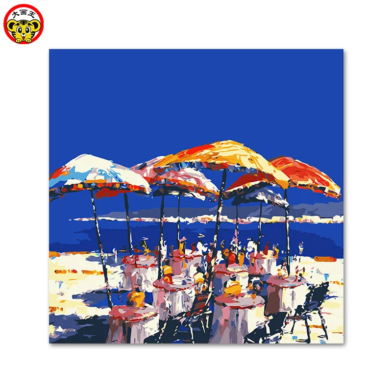

painting by numbers art paint by number Beach, summer beach, leisure umbrella, DIY , decorative painting, abstract swimsuit, su