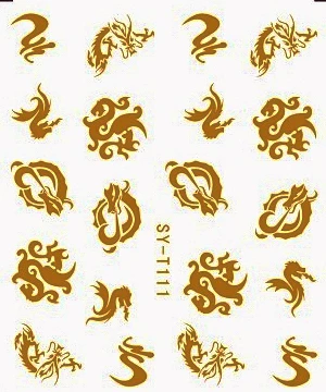 6 упаковок/лот Золотые/Серебряные наклейки для ногтей металлические наклейки Корона китайский дракон тотем SYT109-114