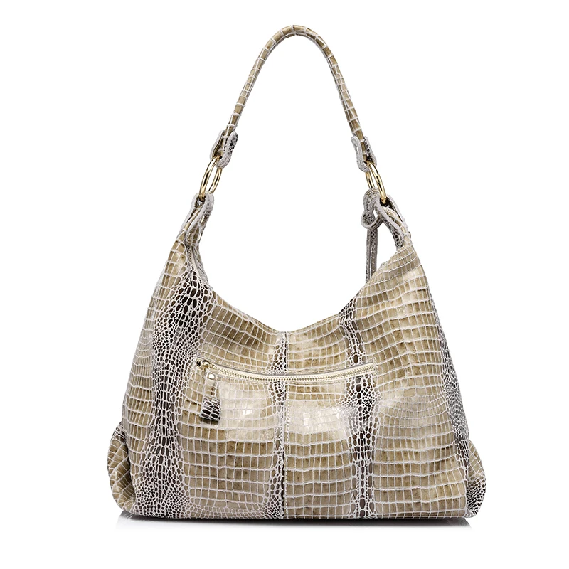  Realer women's handbags genuine leather new arrive large shoulder bag female crocodile pattern hobo