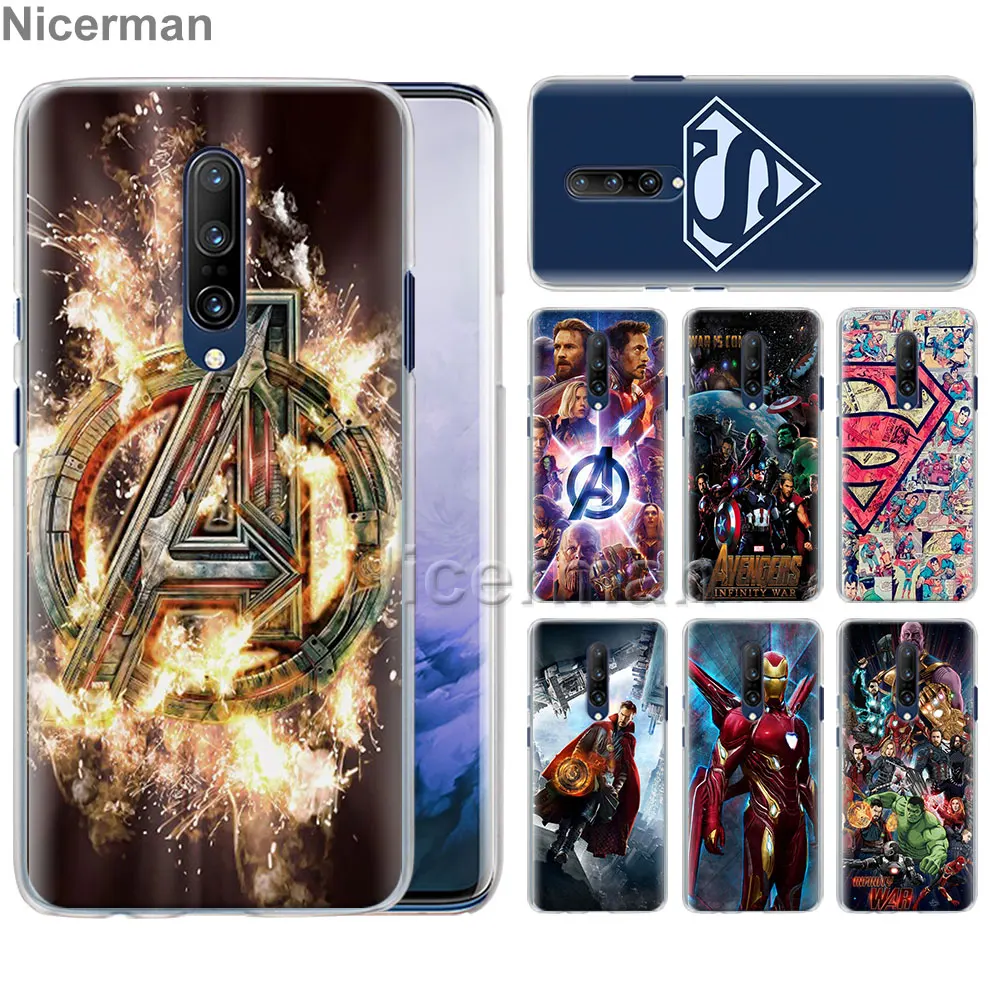

Phone Case For Oneplus 7 7 Pro 6 6T Hard PC Cover Avengers Superman Batman Back Cases Capa