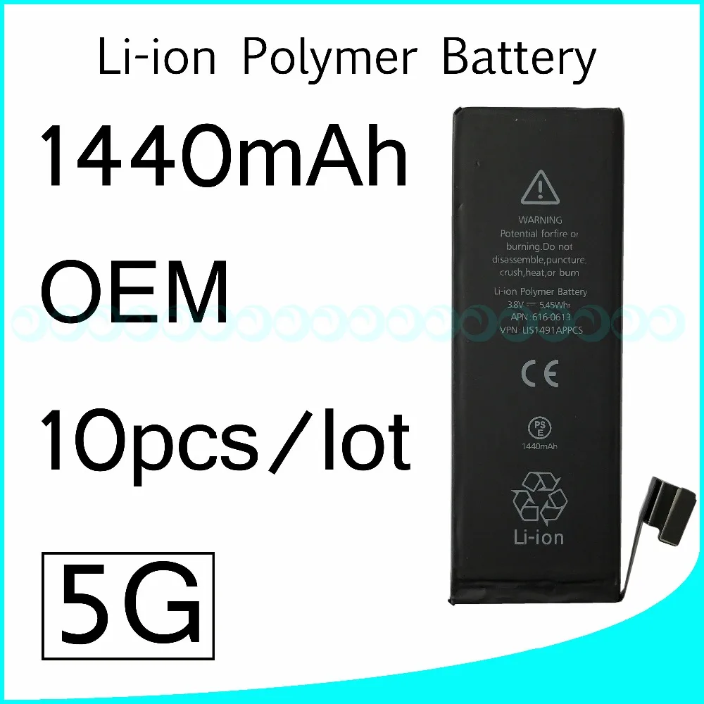 imágenes para 10 unids/lote venta Caliente OEM 0 ciclo cero Completa Capacidad de La Batería para el iphone 5 5G 1440 mAh 3.7 V reemplazo de Reparación Rarts imágenes para 10 unids/lote venta Caliente OEM 0 ciclo cero Completa Capacidad de La Batería para el iphone 5 5G 1440 mAh 3.7 V reemplazo de Reparación Rarts