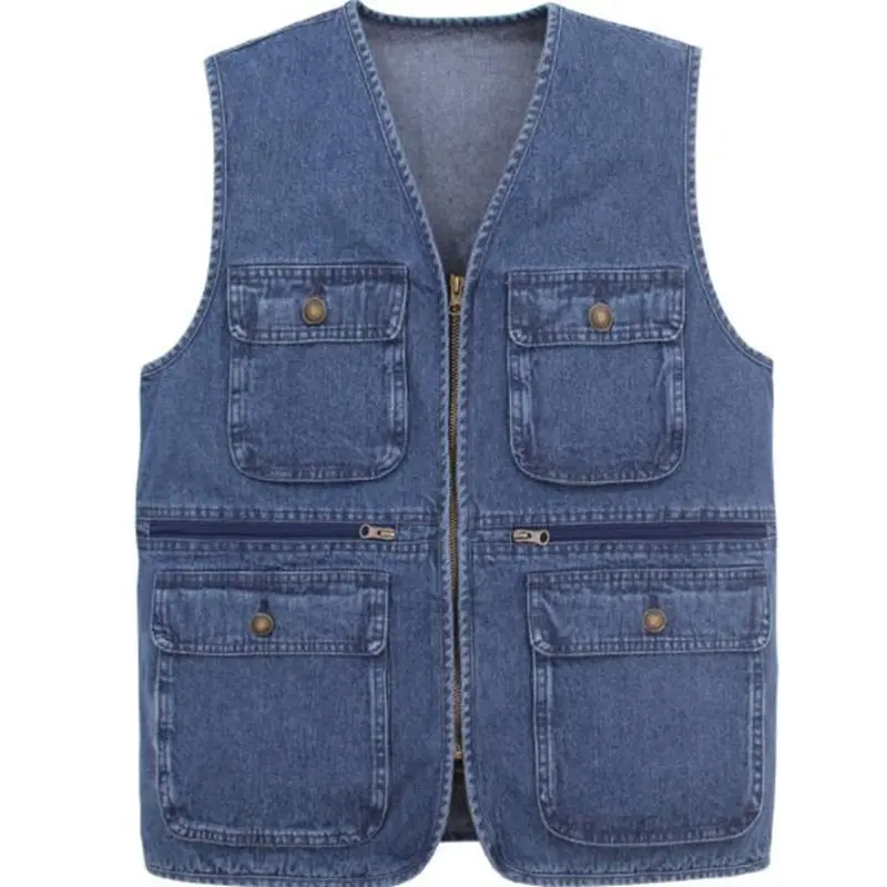 

Spring Autumn Outer Big Size XXXL Vests Men's Leisure Waistcoat Vest Coat Multi Pocket Cotton Jackets Mens Outerwear Men Tops