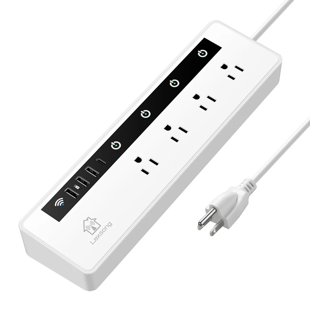 Smart Power Strip WiFi Remote Control 4AC+3USB Port US Plug Charger Accessories