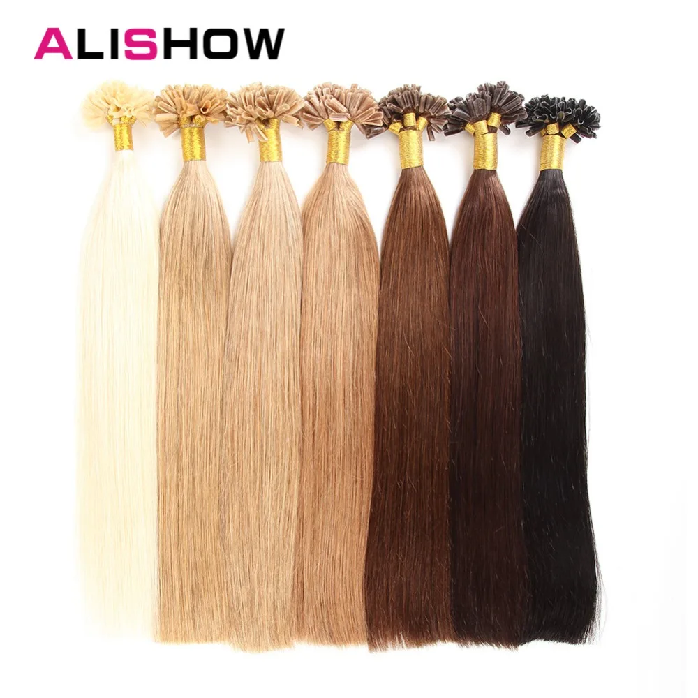 Alishow fusion волосы для наращивания 1 г/пряди remy волосы Предварительно Связанные кератиновые волосы для наращивания на кератиновых капсулах волосы для ногтей 50/упаковка
