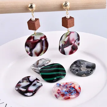 

Japanese and Korean acetic acid wave shaped circular acrylic shaped round jewelry material DIY earrings pendant accessories