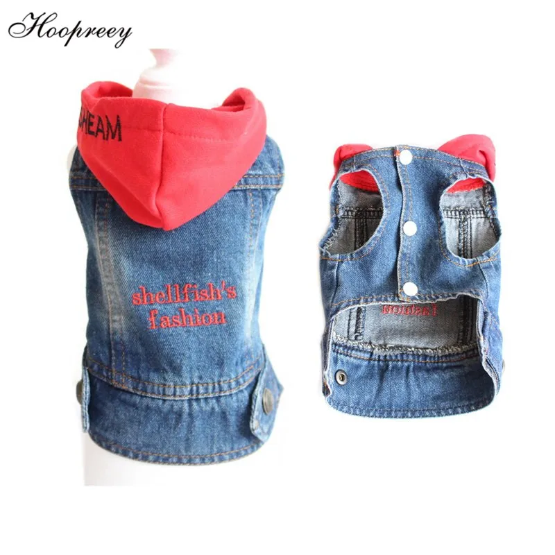

2018 French Bulldog Hooded Denim Jacket Dog Clothes for Small Dogs Chihuahua Jeans Coat Vest for Pug Cat Pet Costume 22