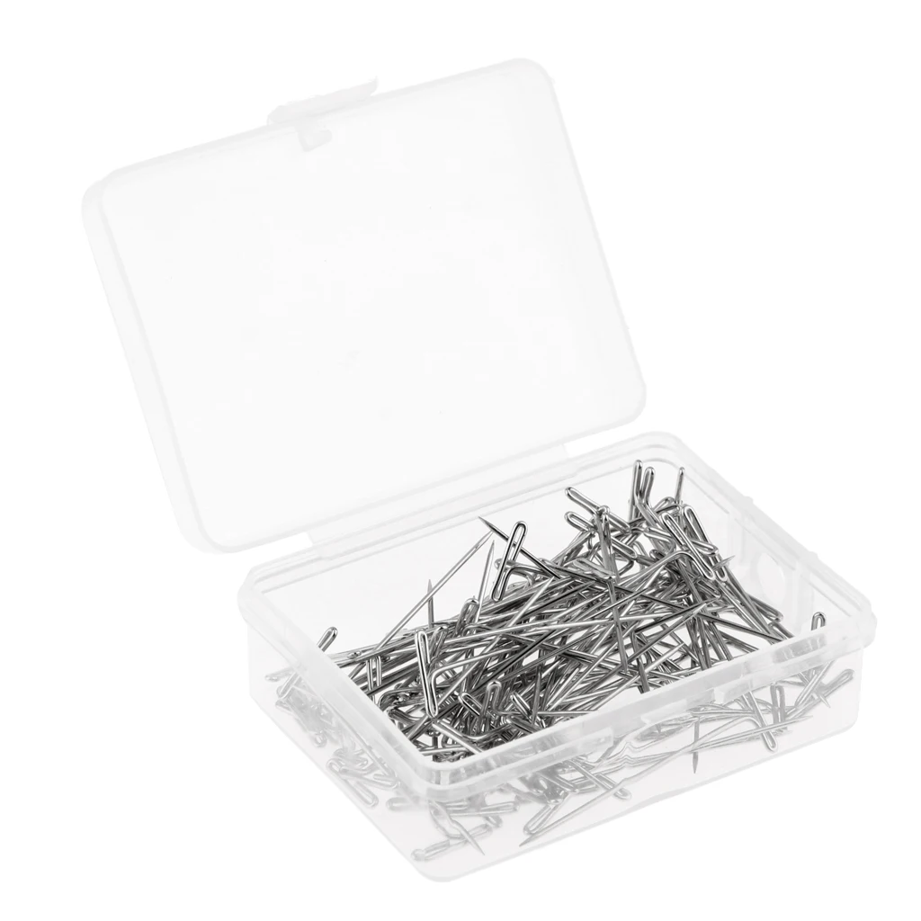 100 Pieces 38mm Length T-pins Style Tools for Fixing Wig/Hair Weft/Hair Extension/Dress Form Silver