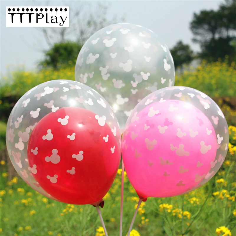 

10PCS 12 Inch Mickey Mouse Transparent Latex Balloons Inflatable Air Balls Happy Birthday Party Balloons Children's Toy Balloons