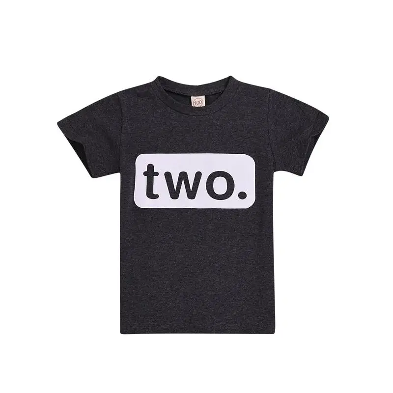 Рубашка на 2-й день рождения, одежда для маленьких мальчиков 2 лет, футболка на 2-й день рождения, вечерние футболки из хлопка - Цвет: dark gray
