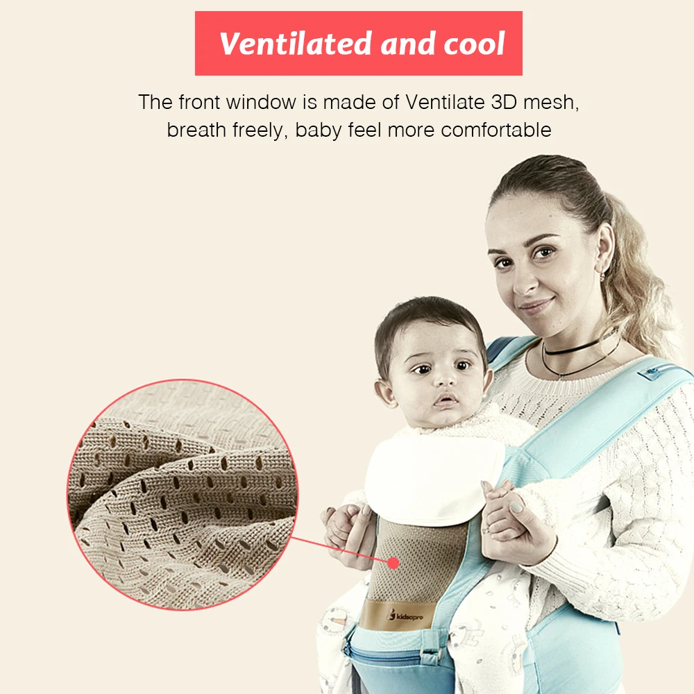 Kidsapro многопозиционный эргономичный рюкзак Кенгуру hipseat для младенцев Перевозчик Хипсит(пояс для ношения ребенка) Силиконовые Нескользящие подушки несущей с защищающая от ветра шапка нагрудник