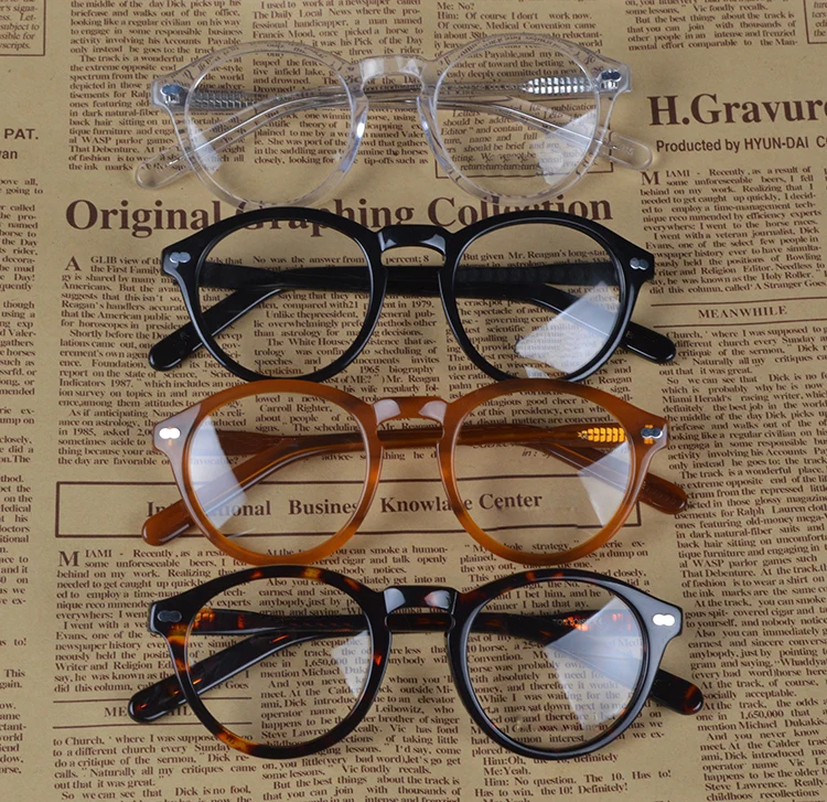 Ацетатная оптическая оправа, ретро очки для близорукости, оправа, Круглый Стиль, винтажные очки без рецепта, для мужчин и женщин, очки