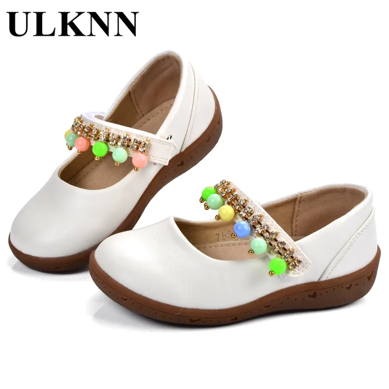 

ULKNN Baby Shoes Newborn Leather Candy Color Beading Soft Sole Slip-on Infants White Soild Girls Princess Leather Shoes Kids