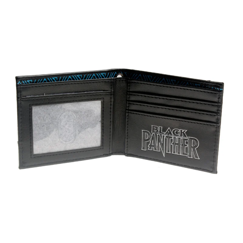 Черный кошелек-кошелек с двумя сложениями и пантерой DFT-3144