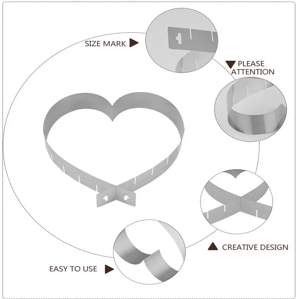 1 шт., новая многофункциональная Регулируемая форма в форме сердца, форма для торта, сделай сам, шоколадный мусс, форма для торта, Весенняя форма для выпечки из нержавеющей стали