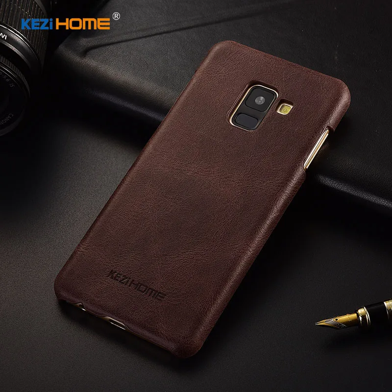 

KEZiHOME for Samsung Galaxy A8 2018 plus case Frosted Genuine Leather Back Cover Hard capa For Samsung A8 2018 plus New Phone
