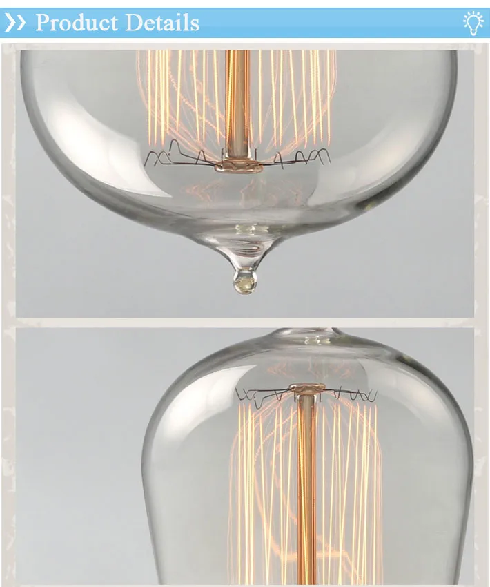 Подвесной светильник в стиле ретро ST58 Винтаж Эдисон лампы E27 можно использовать энергосберегающую лампу или светодиодную лампочку), 110 V 220 V 40 W 60 W электрическая лампочка эдисона для кафе-бар ресторан Спальня