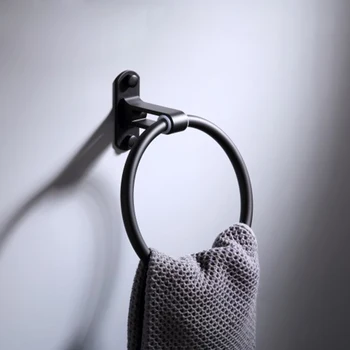 Portable Towel Racks Round Aluminium Towel Holder Rings Wall Mounted Bathroom Accessories Anti-Rust Towel Racks 999MJH creative wall mounted bathroom roll paper towel racks home wall decoration solid wood paper towel racks bathroom accessories