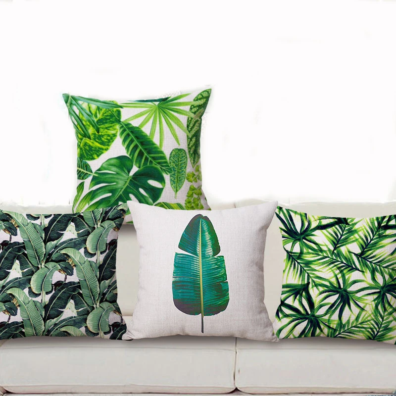 

2019 Square Home Decorative Cushion Cover Tropic Tree Printed Throw Pillow Cover Car Home Decor Cushion Case Coussin Decoration
