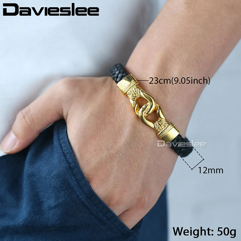 Браслет Davieslee с узлом для мужчин браслет из нержавеющей стали 316L черный плетеный