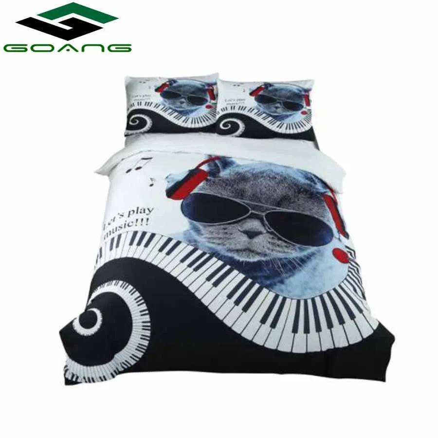 

halloween bedding set piano cat Children bed linens 3d single twin size 2/3/4pc duvet/comforter cover kids teen bedspreads gifts
