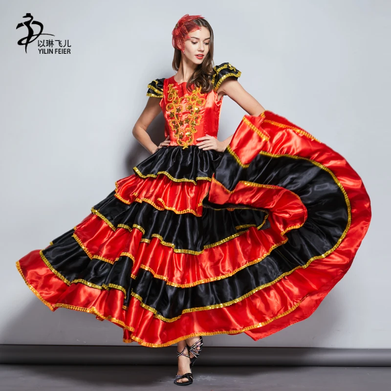 

Adult Ladies Spanish Senorita Fancy Dress Flamenco Dancer Costume UK Sizes 6-24