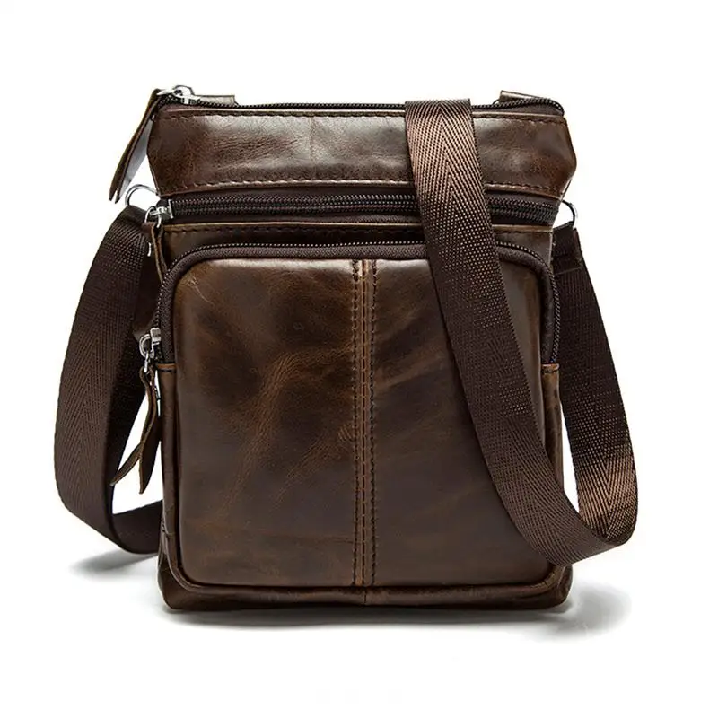 

Classic Mens Bag Leather Genuine Vintage Flap Man Messenger Bag Zipper Designer Business Shoulder Crossbody Bags for Male Tote