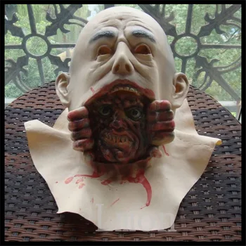 

Free shipping HalloweenParty Horror Scary Mask Melting Face Zombie Bloody Undead Horror Adult Latex Scary Insane Halloween Mask