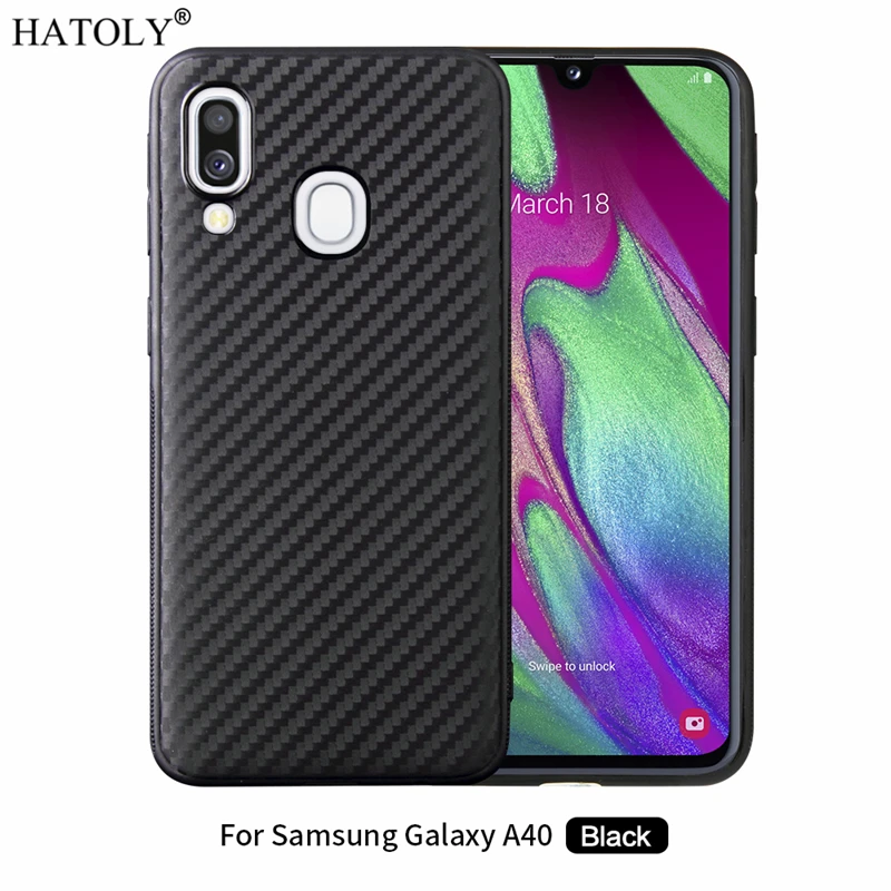 

HATOLY For Fundas Samsung Galaxy A40 Case Ultra-thin Soft TPU Carbon Fiber Back Cover for Samsung Galaxy A40 A 40 SM-A405F A405F