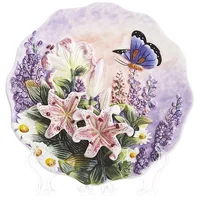 Handpainted Butterfly And Lily Hanging Plate Hanging Wall Plate Decorative Plate Ceramic Hanging Tray American Garden Plate 1