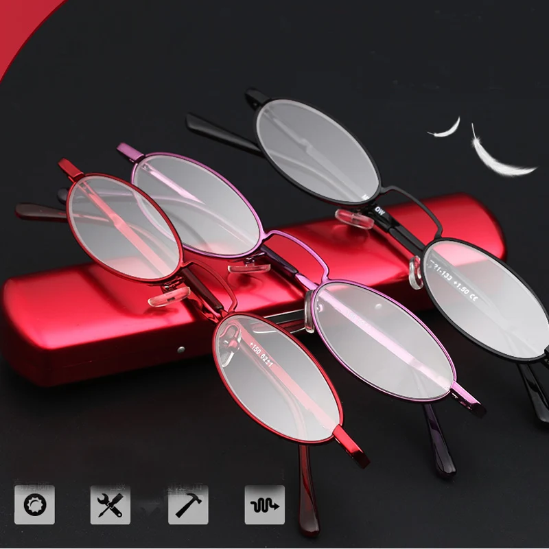 

WEARKAPER Retro Slim Metal Frame Reading Glasses High quality Metal Frame Eyeglasses Men Women Oculos de grau With Case 1.0-3.5