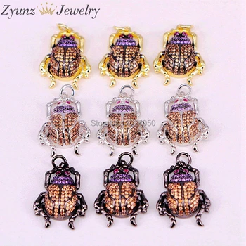 

5PCS Micro Pave CZ Zirconia Pendant, CZ Insect Charms Jewelry Beads