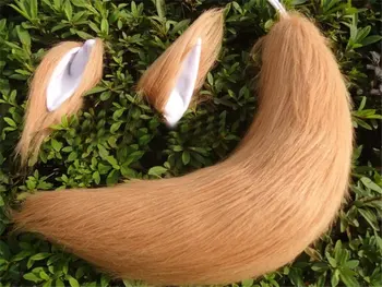 

Fox Tail Ear Sexy Animal Tail Anime Halloween Party Cosplay Accessories Free Shipping Style Able Pure Brown Tail + Ears