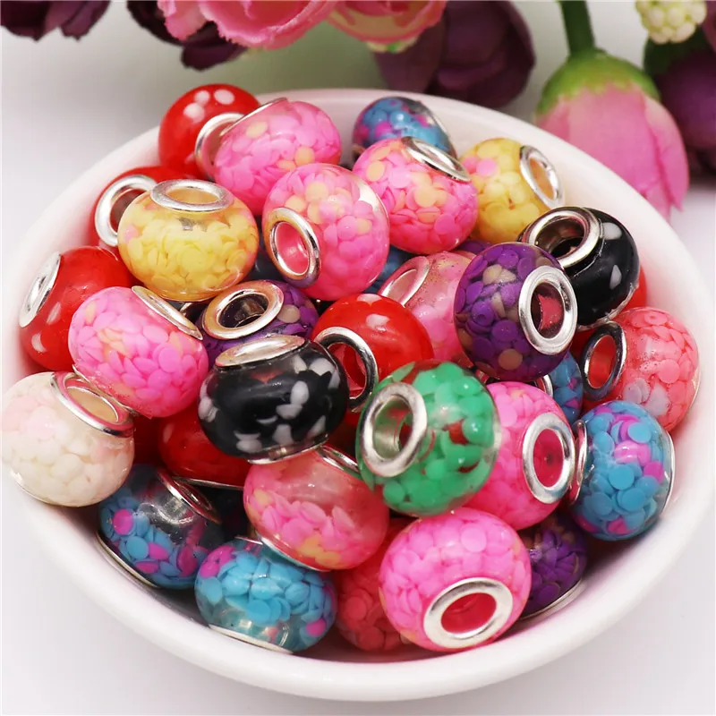 

20pcs flower beads large hole bead charms spacer murano fit for pandora bracelet bangle for DIY jewelry making accessories