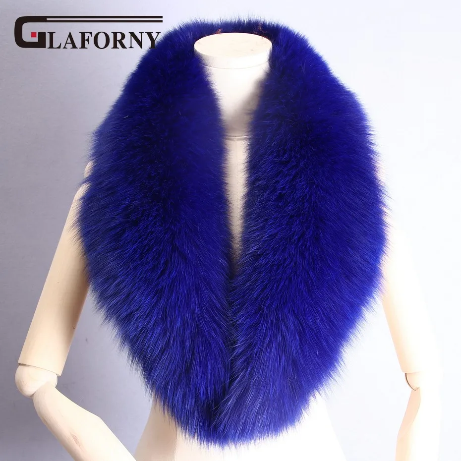 

Glaforny 2018 Real Fox Fur Collar Women 100% Natural Fox Fur Scarf Winter Warm Fur Collar Scarves 100CM Long Super Luxury