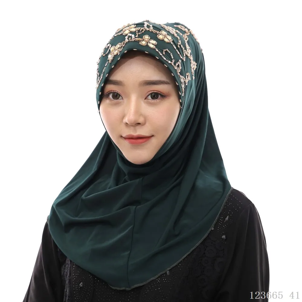 Восточный халат из марокена абайя хиджаб индонезийский мусульманское платье платок твердый тюрбан Малайзия тюрбант бисером капюшон легкий Чехол хиджаб шарф