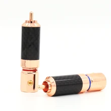 Free shipping 8pcs Carbon Fiber Rose Plated RCA Jack Plug Solder Audio Cable Plug Connector