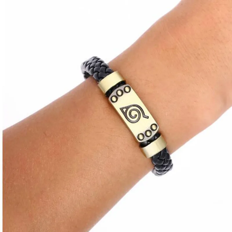 

HSIC Hot Naruto Braid Bracelet Leaf Mark Brown Wristband Akatsuki Itachi Konoha Cosplay Bangle for Anime Fans Wristband HC10508