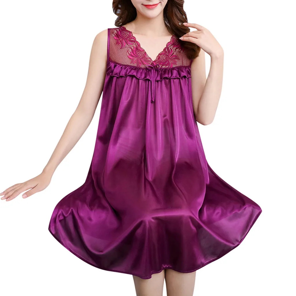 Purple Женская ночная рубашка, красная кружевная сексуальная ночная рубашка, ночная рубашка, женская ночная рубашка, юбка, ночная рубашка# W - Цвет: Purple