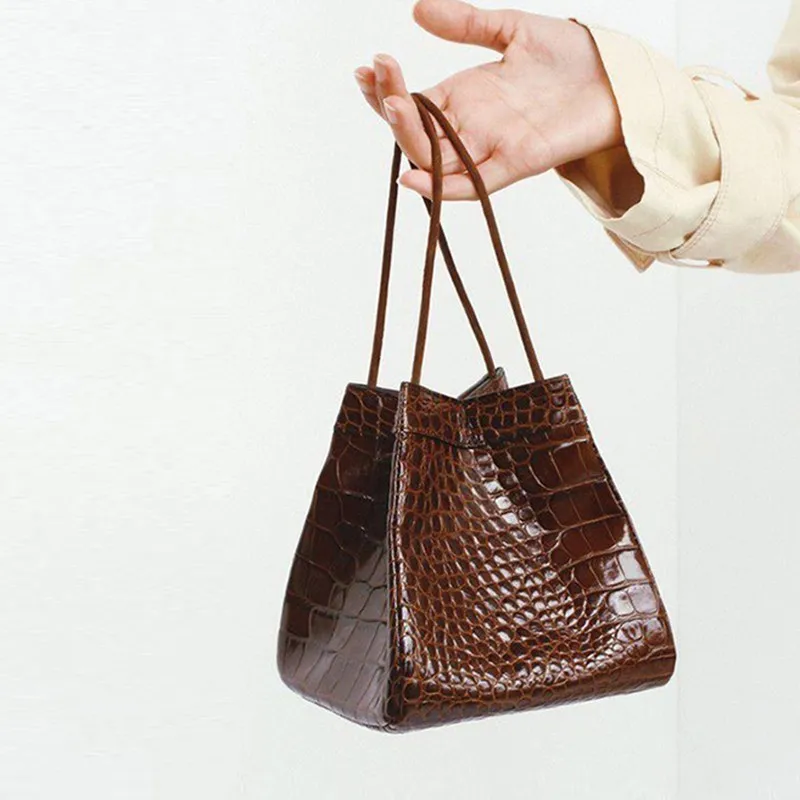 

2019 New Spring Summer Fashion Faux Leather Pu Totes Women Serpentine Handle Bag Crocodile Female Grain Unisex Small Bag OC006