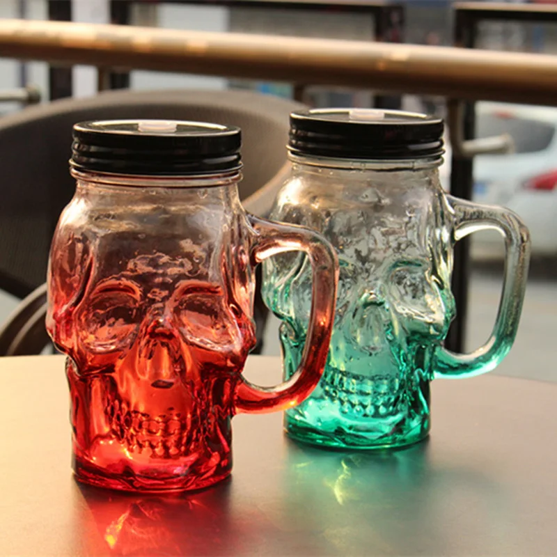 500ml Double glass Beer glass Skull Cup Gradient c...