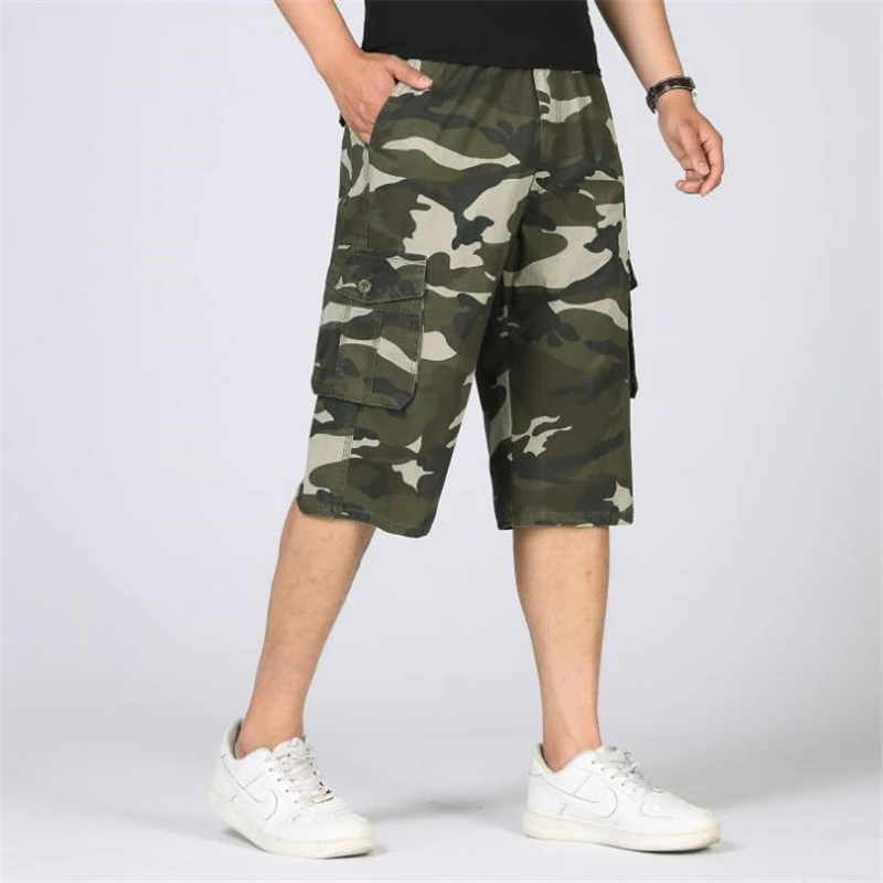 mens camo shorts elastic waist
