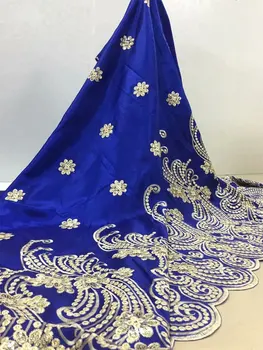 

Blue George African Lace Fabric With Sequins Nigeria Embroidered Silk Fabric Guipure George Lace Fabrics For India Wedding Dress