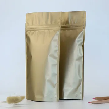 

100pcs Right angle Reclosable Package Flat Pouch 27 Wire Tear Notch Deep Gold ZipLock Mylar Bags