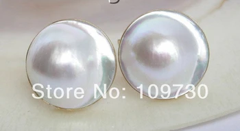 

ry00180 Stunning 19mm white South Sea Mabe Pearl Earrings 14KGP